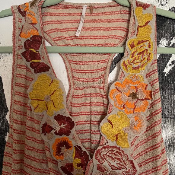 NWT Free People | Floral Applique Frida Tank | Racerback | XS | Extra Small - Picture 5 of 10